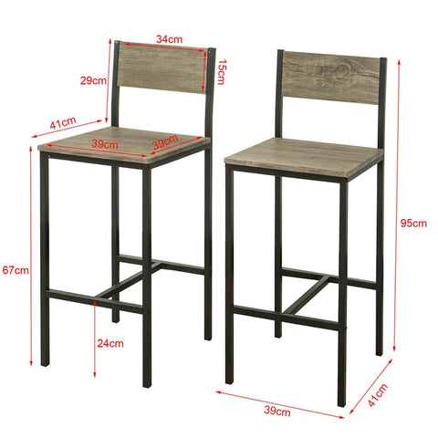 Sobuy | Bar Chair 2 Set | Tresen Stolička | Výška sedadla 67 cm | Kov | FST53X2