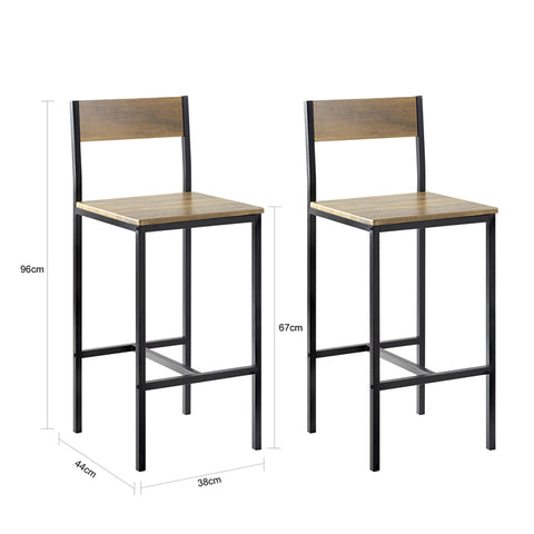 Sobuy | Bar Chair 2 Set | Tresen Stolička | Výška sedadla 67 cm | Kov | FST53-XLX2