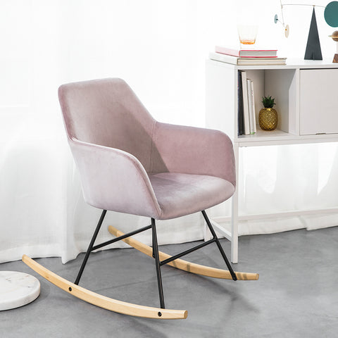 Sobuy | Descue židle | Swing Chair vyrobená ze sametu | Růžová | FST68-P