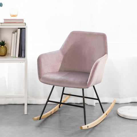 Sobuy | Descue židle | Swing Chair vyrobená ze sametu | Růžová | FST68-P