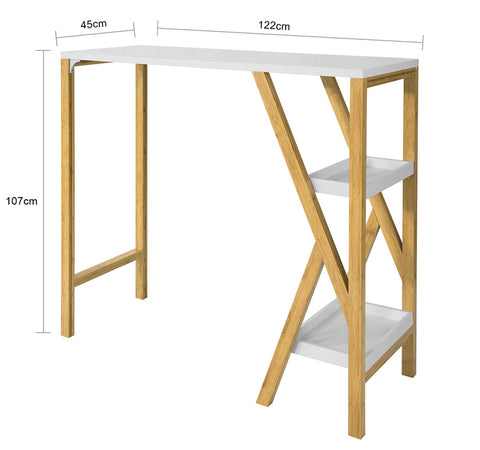 SoBuy | Design Bartisch | Stehtisch | Küchentisch | Bambus und Weiß | FWT56-W