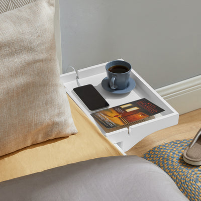 SoBuy | Bettablage | mit Kabelführung | Nachttisch Bambus | NKD01-W