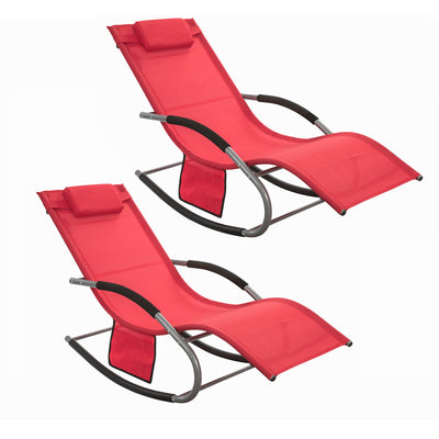SoBuy Sonnenliege 2-er Set Liegestuhl für Gärten, Höfe 63x87x150cm Rot OGS28-Rx2