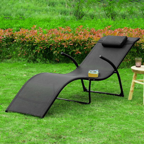 Sobuy | Zahrada Lounger | Sun Lounger skládací | Zámek židle černá | OGS45-SCH