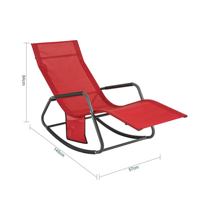 SoBuy | Schaukelliege | Sonnenliege mit Seitentasche | Gartenliege | Relaxstuhl | Schwungliege | Rot | OGS47-R