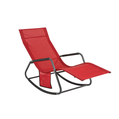 SoBuy | Schaukelliege | Sonnenliege mit Seitentasche | Gartenliege | Relaxstuhl | Schwungliege | Rot | OGS47-R