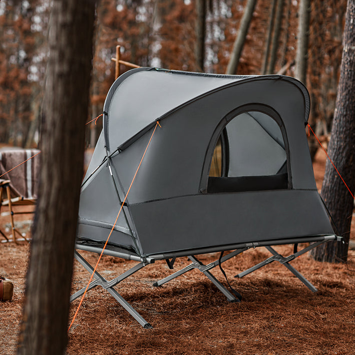 SoBuy 4in1-Zelt Campingzelt Feldbett 1 Mann Zelt Outdoor Grau 194x147x87cm OGS60-HG