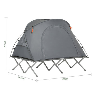 SoBuy 4in1-Zelt Campingzelt Feldbett 2 Personen Outdoor Grau 194x157x145cm OGS60-L-HG