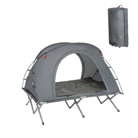 SoBuy | 4in1-Zelt | Feldbett | Campingliege | Schlafsack | OGS60-L-HG